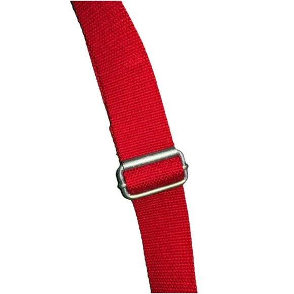 KIPLING VINTAGE Y2K RED Messenger Travel Cross Body W/ Monkey Fuzzy Key Chain - Picture 10 of 16